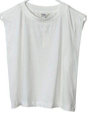 NWT Anthropologie Maeve 100% Cotton Crewneck Embroidered Icon Muscle Tee White S
